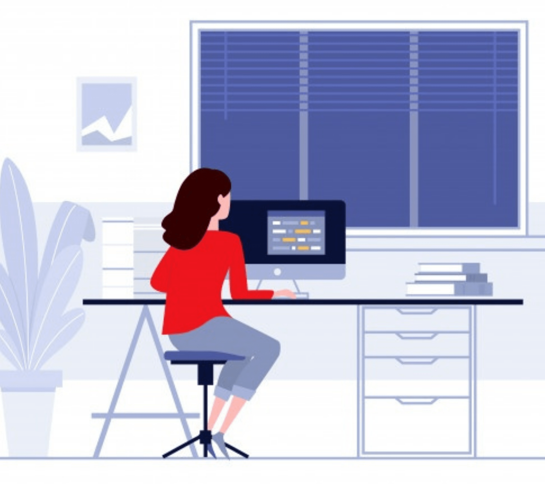 Mujer escribiendo en la computadora