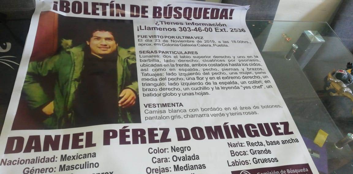 Daniel Pérez Domínguez tenía 27 años cuando fue visto por última vez por su familia, el 23 de noviembre de 2019 en la ciudad de Puebla