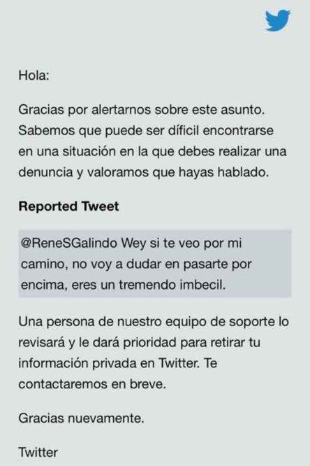 Denuncia por ataques en twitter de René Sánchez Galindo