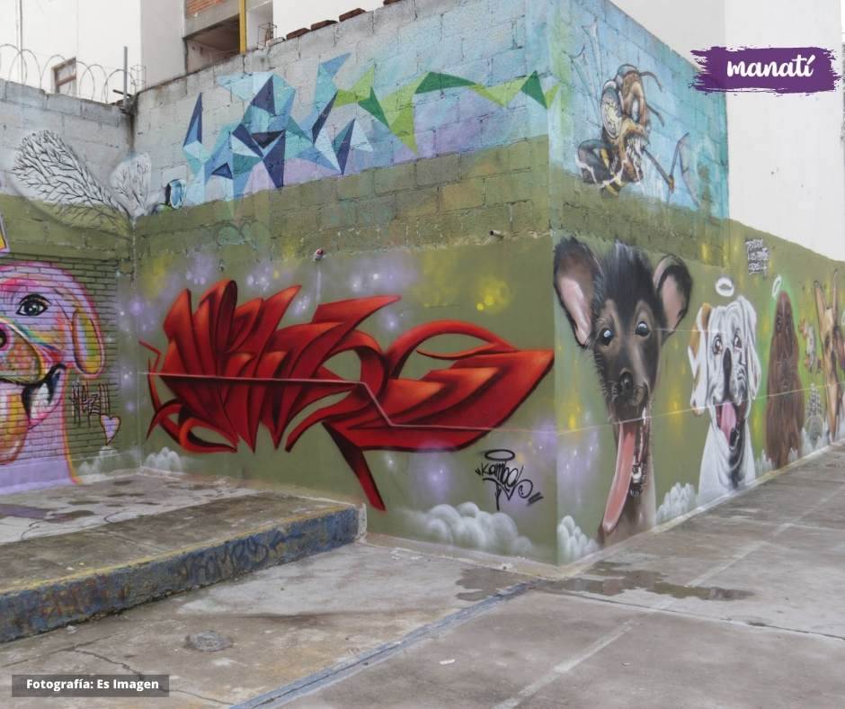 Mural perros callejeros en Puebla