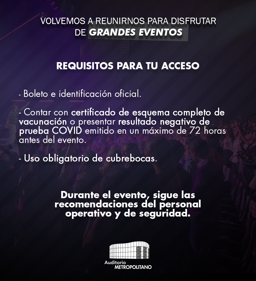 Reglas para el acceso al concierto de José maDERO en Puebla.