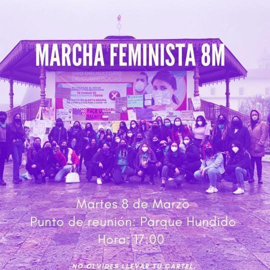 marcha feminista 8m en Zacatlán