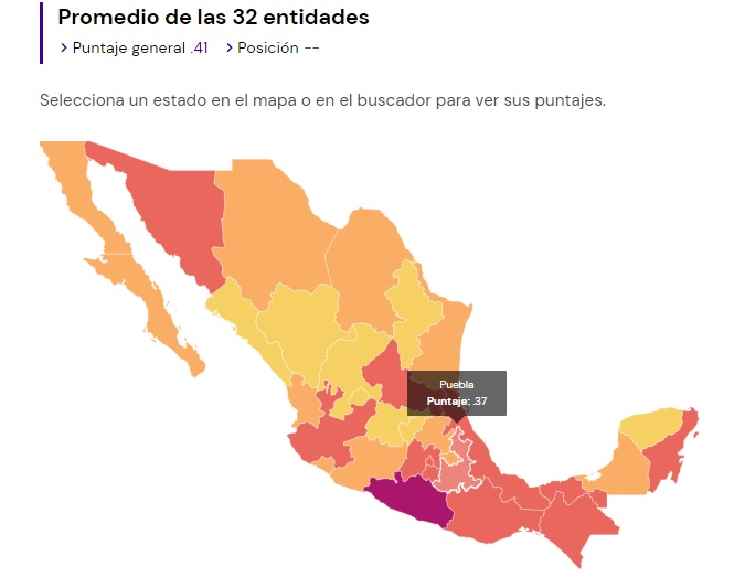 world justice project sin contrapesos políticos al gobernador en Puebla y sin justicia 