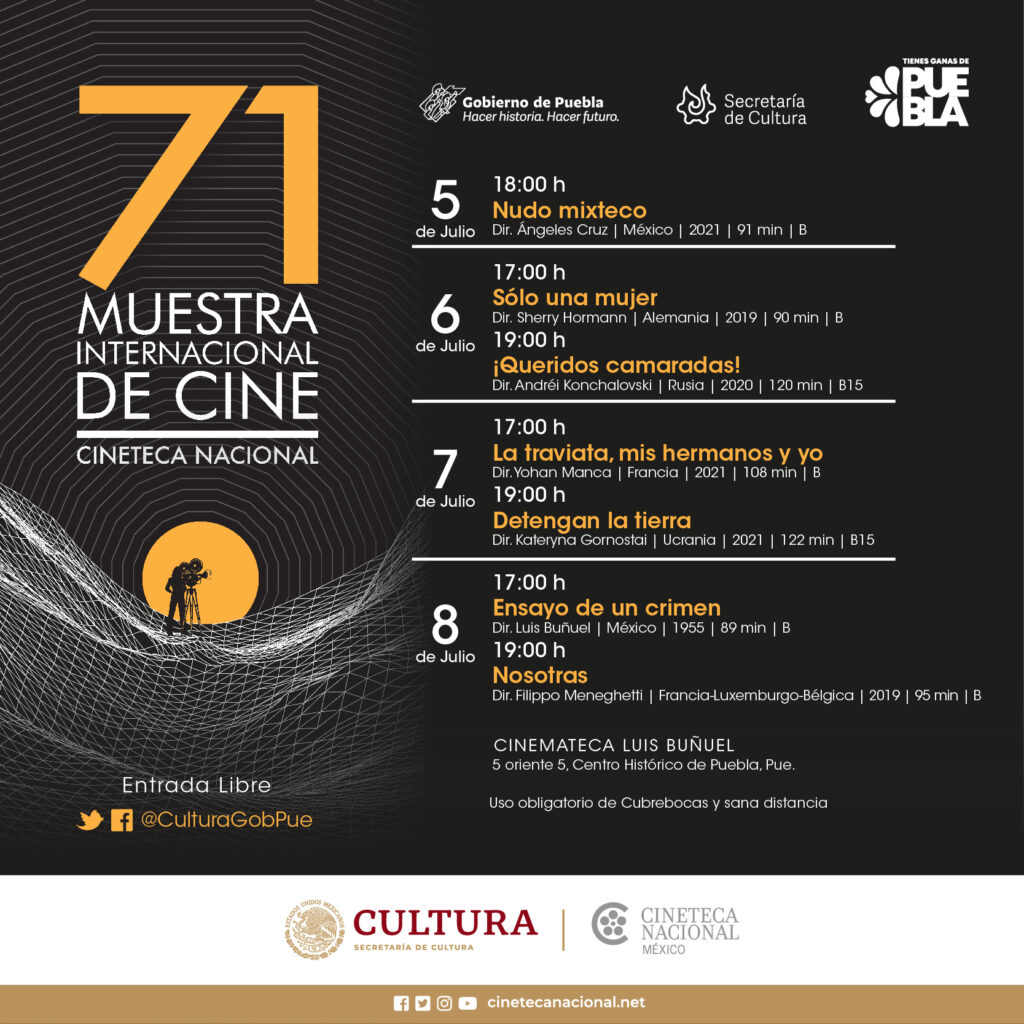 cartelera de la muestra internacional de cine en Puebla