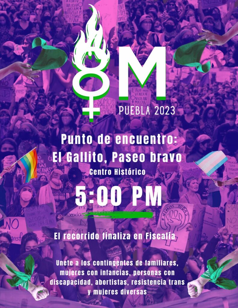 Cartel de la marcha del 8 de marzo en Puebla