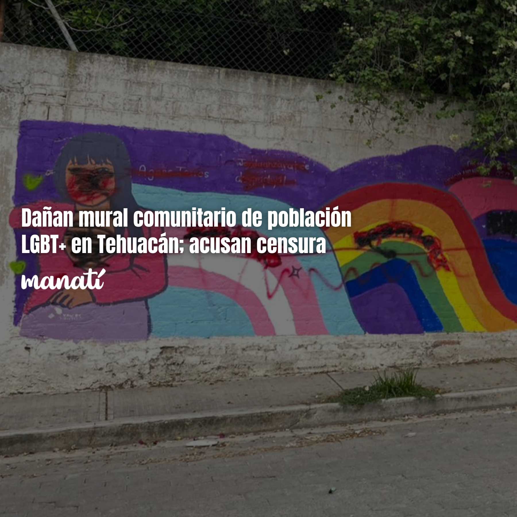 Dañan mural comunitario de población LGBT+ en Tehuacán; acusan censura